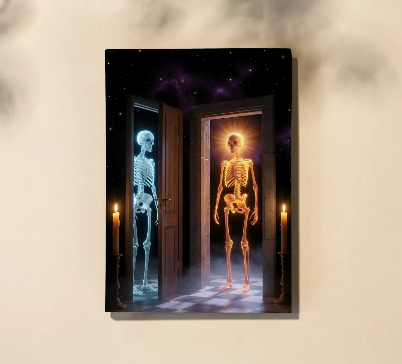 Dual Skeleton Realms: Light and Shadow Portal Art notebook by Cosmic Reverie Studio