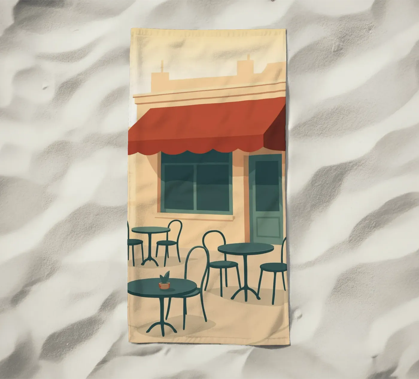 Café beach towel by minimalist designs
