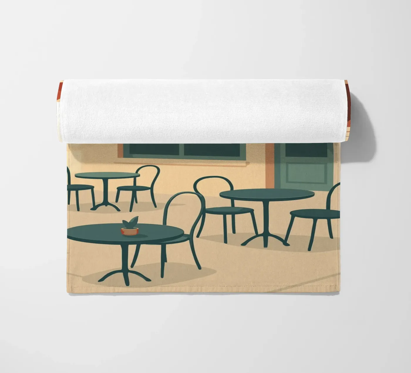 Café beach towel by minimalist designs