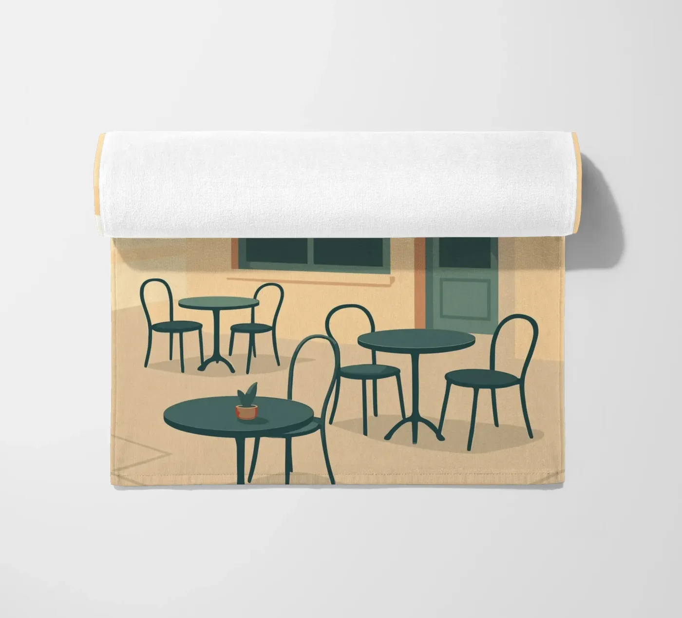 Café beach towel by minimalist designs