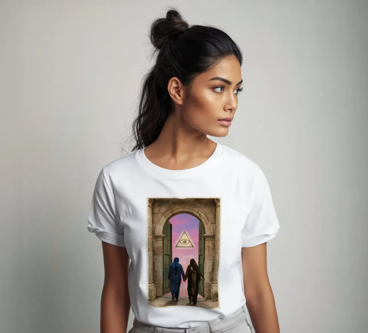 Gateway of Light: Symbolic Surreal Journey Into the Unknown t-shirt by Cosmic Reverie Studio