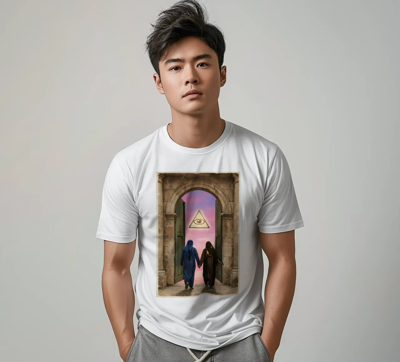 Gateway of Light: Symbolic Surreal Journey Into the Unknown t-shirt by Cosmic Reverie Studio