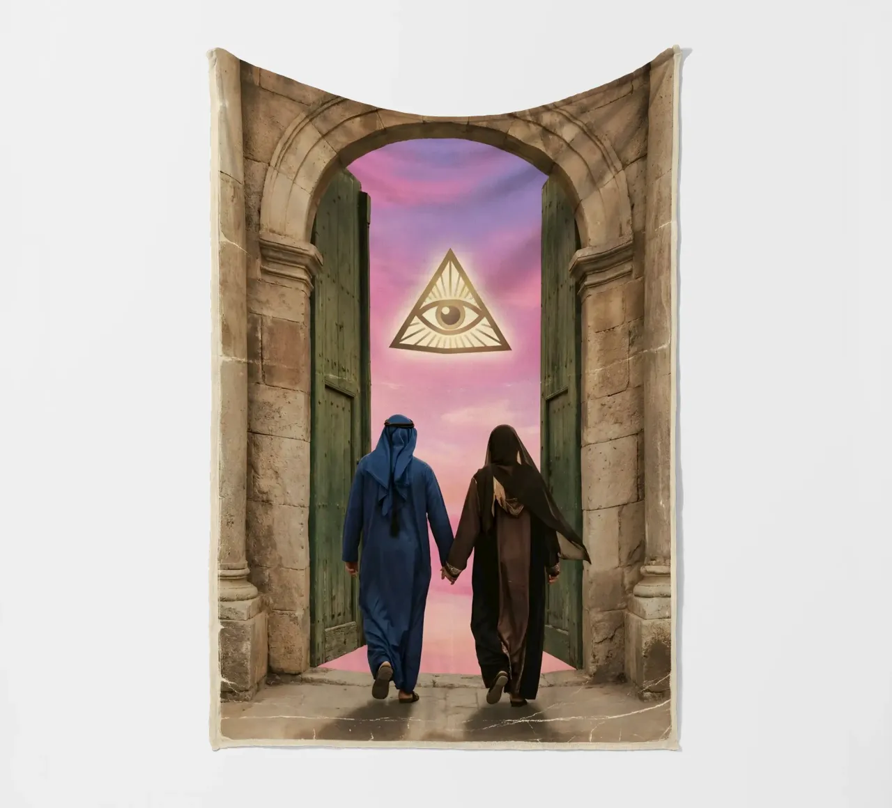 Gateway of Light: Symbolic Surreal Journey Into the Unknown fleece blanket by Cosmic Reverie Studio