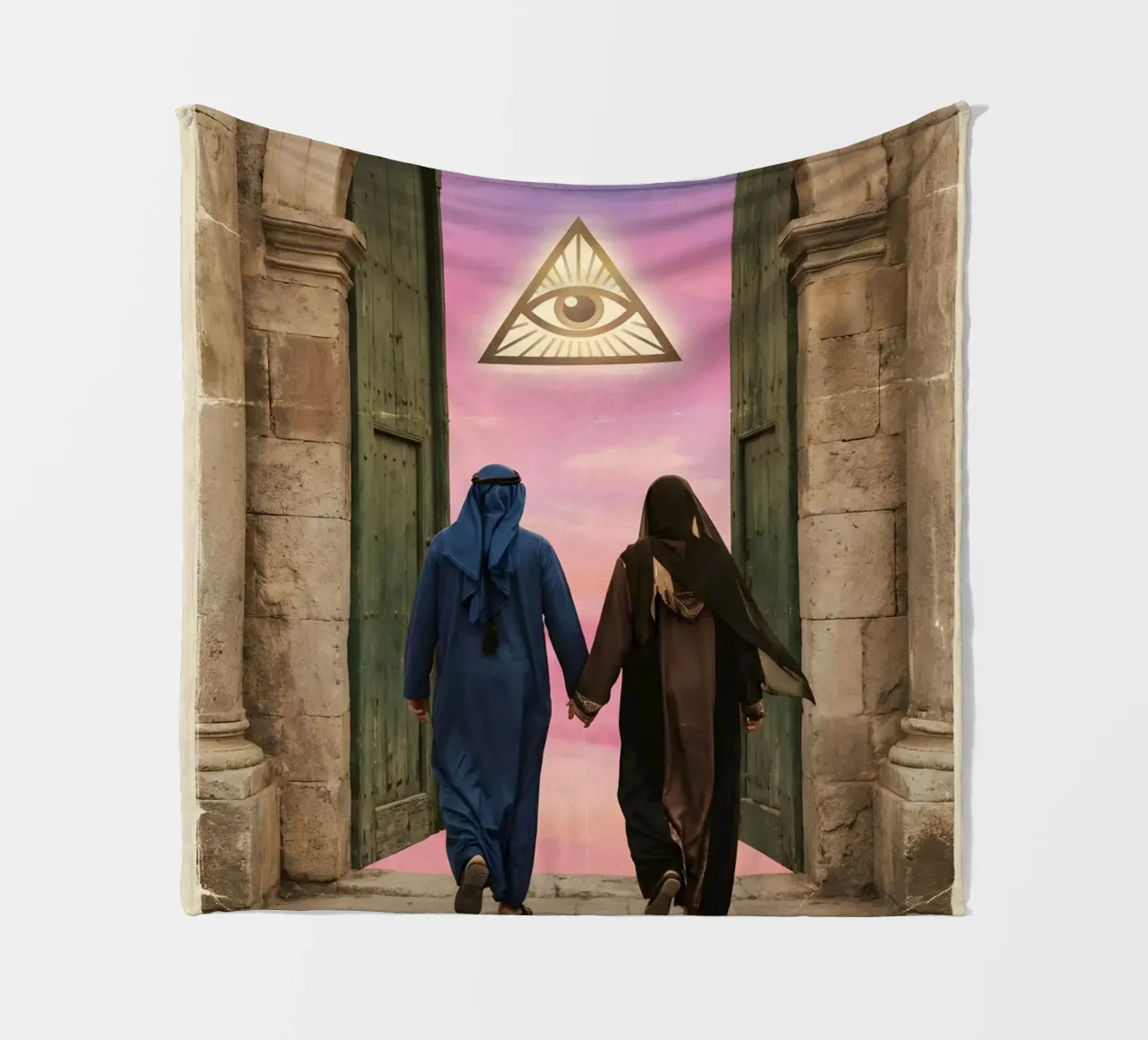Gateway of Light: Symbolic Surreal Journey Into the Unknown fleece blanket by Cosmic Reverie Studio
