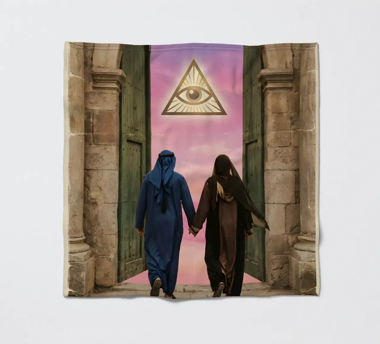 Gateway of Light: Symbolic Surreal Journey Into the Unknown fleece blanket by Cosmic Reverie Studio