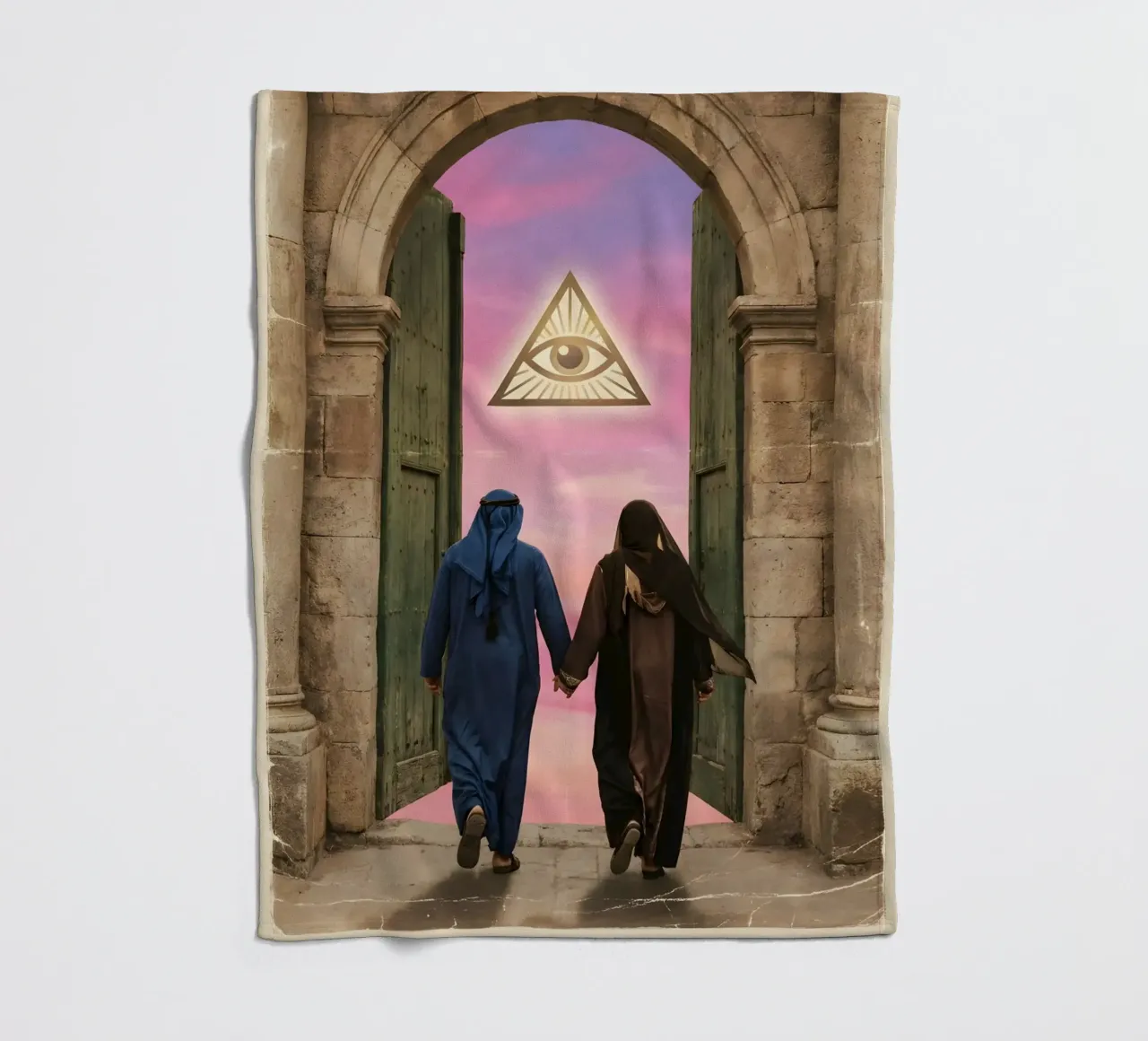 Gateway of Light: Symbolic Surreal Journey Into the Unknown fleece blanket by Cosmic Reverie Studio