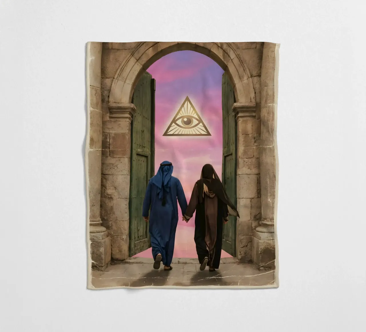 Gateway of Light: Symbolic Surreal Journey Into the Unknown fleece blanket by Cosmic Reverie Studio