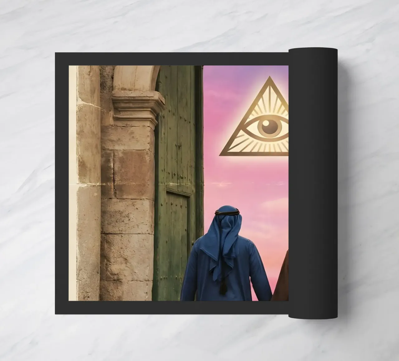 Gateway of Light: Symbolic Surreal Journey Into the Unknown doormat by Cosmic Reverie Studio