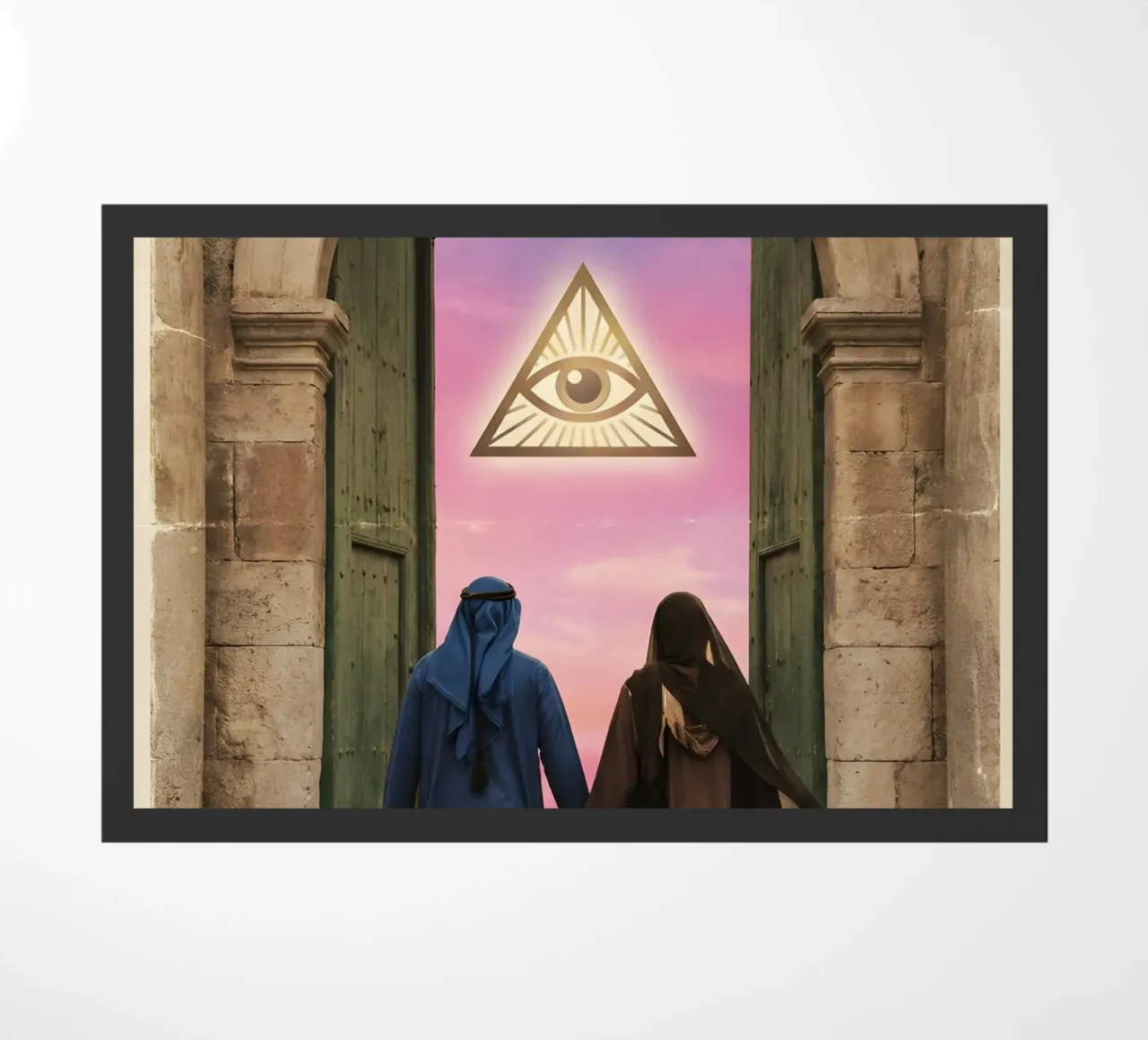 Gateway of Light: Symbolic Surreal Journey Into the Unknown doormat by Cosmic Reverie Studio