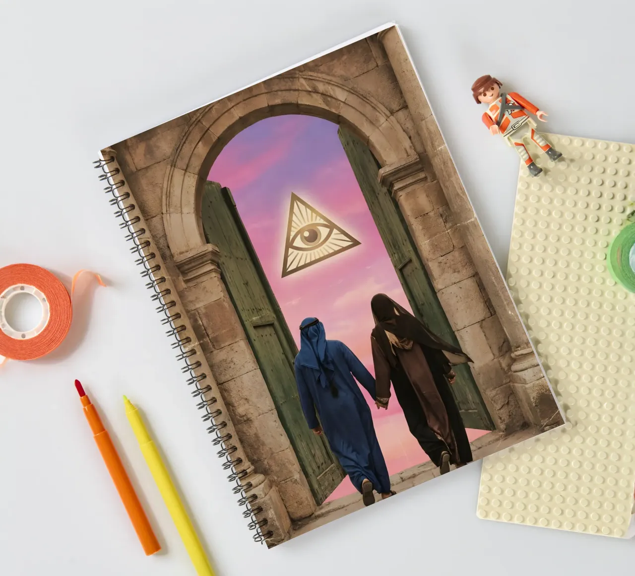 Gateway of Light: Symbolic Surreal Journey Into the Unknown spiral notebook by Cosmic Reverie Studio