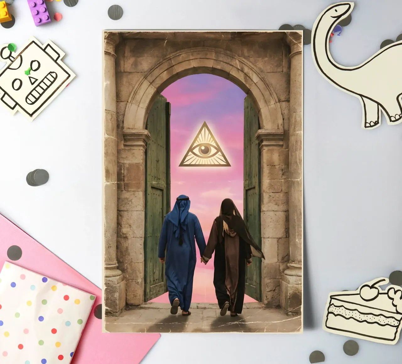 Gateway of Light: Symbolic Surreal Journey Into the Unknown sticker sheet by Cosmic Reverie Studio