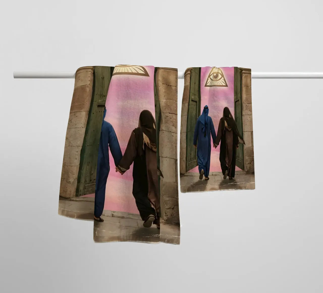 Gateway of Light: Symbolic Surreal Journey Into the Unknown towel by Cosmic Reverie Studio