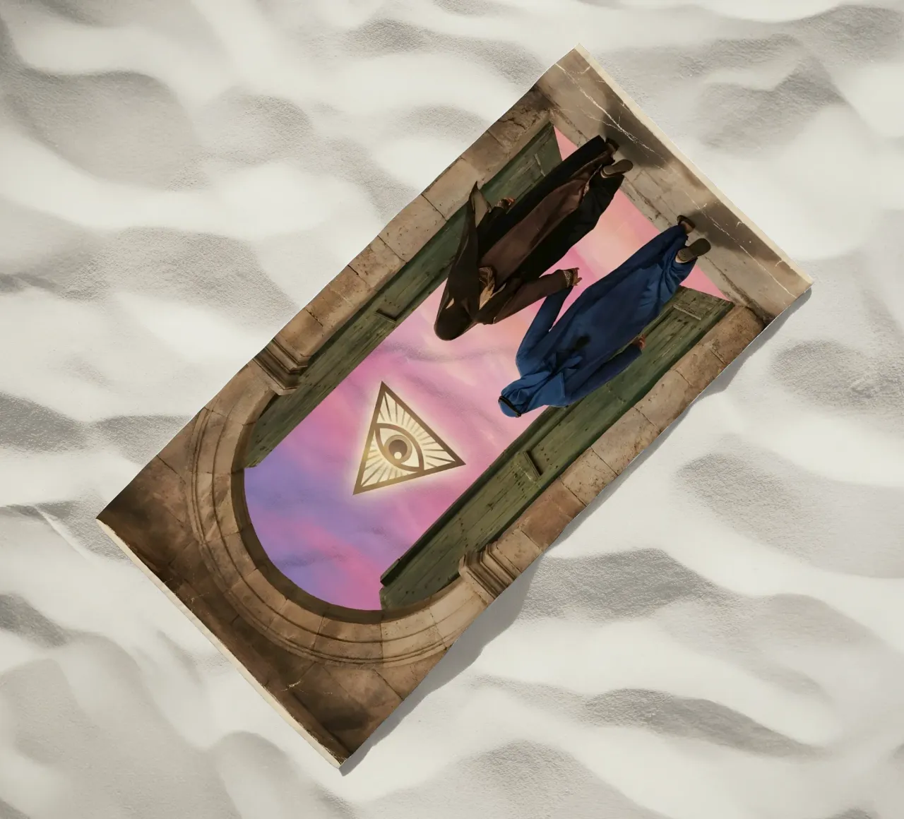 Gateway of Light: Symbolic Surreal Journey Into the Unknown beach towel by Cosmic Reverie Studio