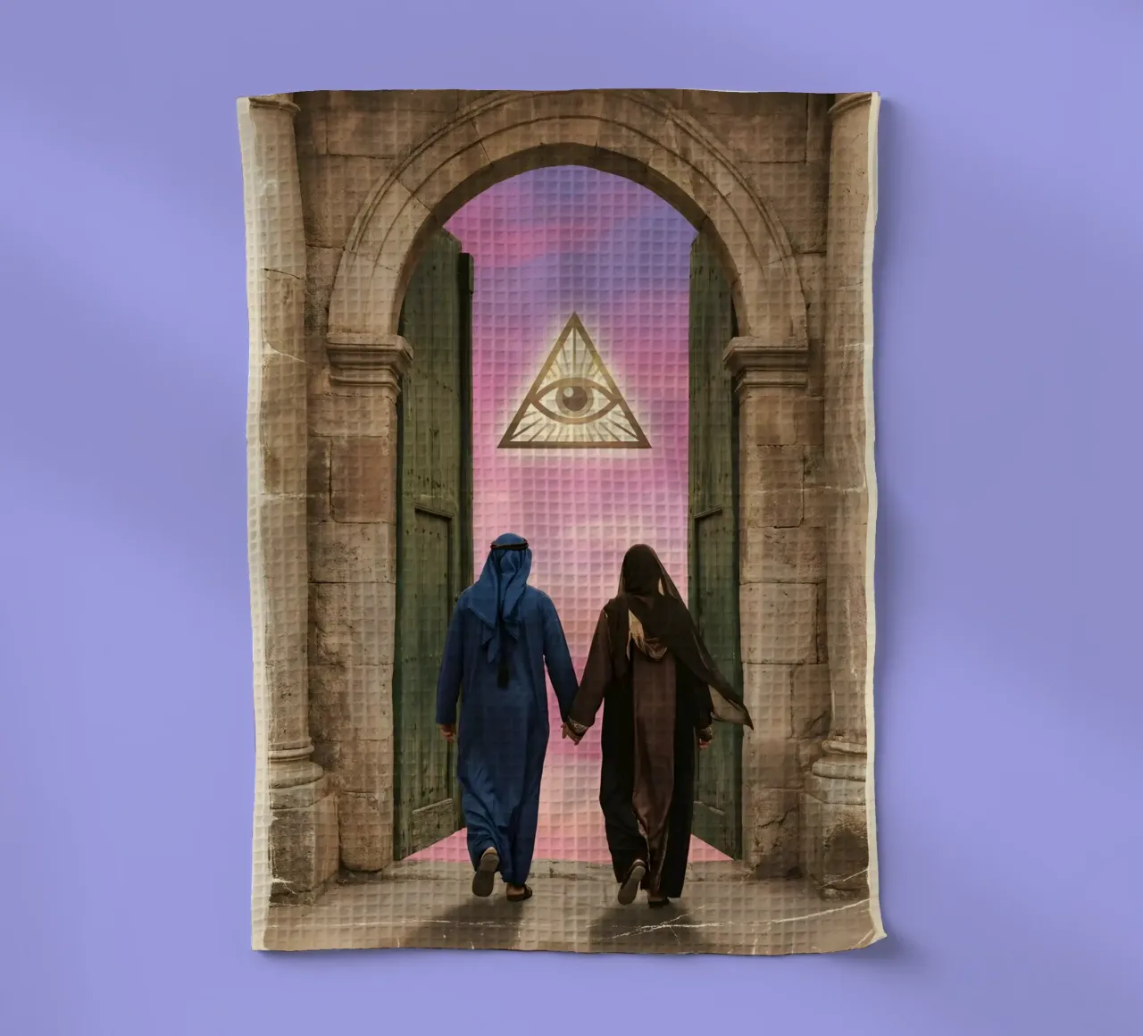 Gateway of Light: Symbolic Surreal Journey Into the Unknown tea towel by Cosmic Reverie Studio