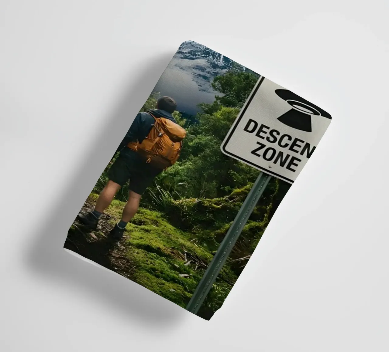 UFO Descent Zone: Surreal Cosmic Encounter in the Forest towel by Cosmic Reverie Studio