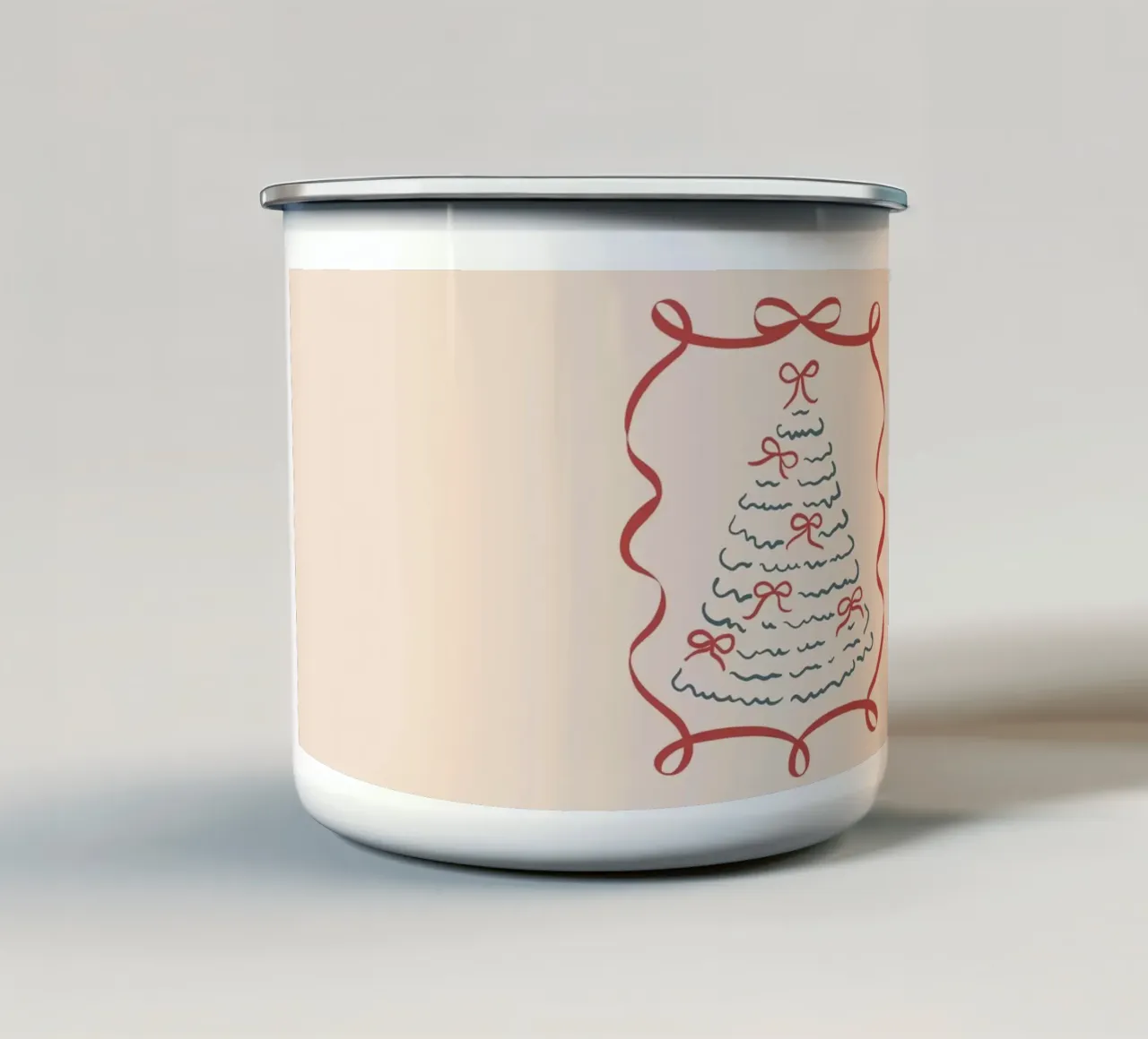 Albero di Natale e fiocchi tazza in smalto da Winter Whispers