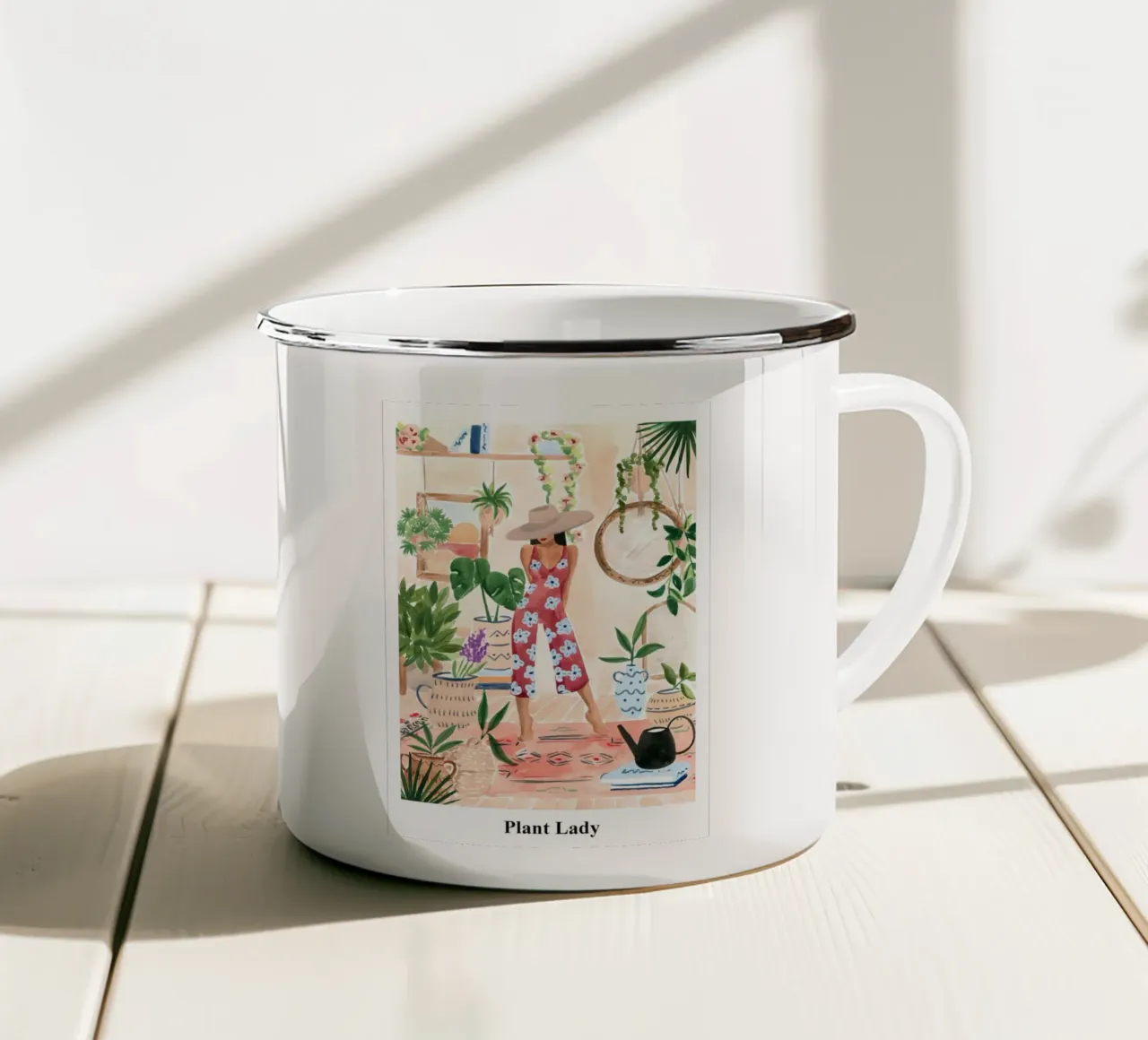 Signora delle piante tazza in smalto da hite Shop