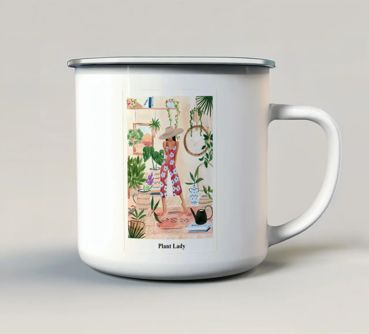 Signora delle piante tazza in smalto da hite Shop