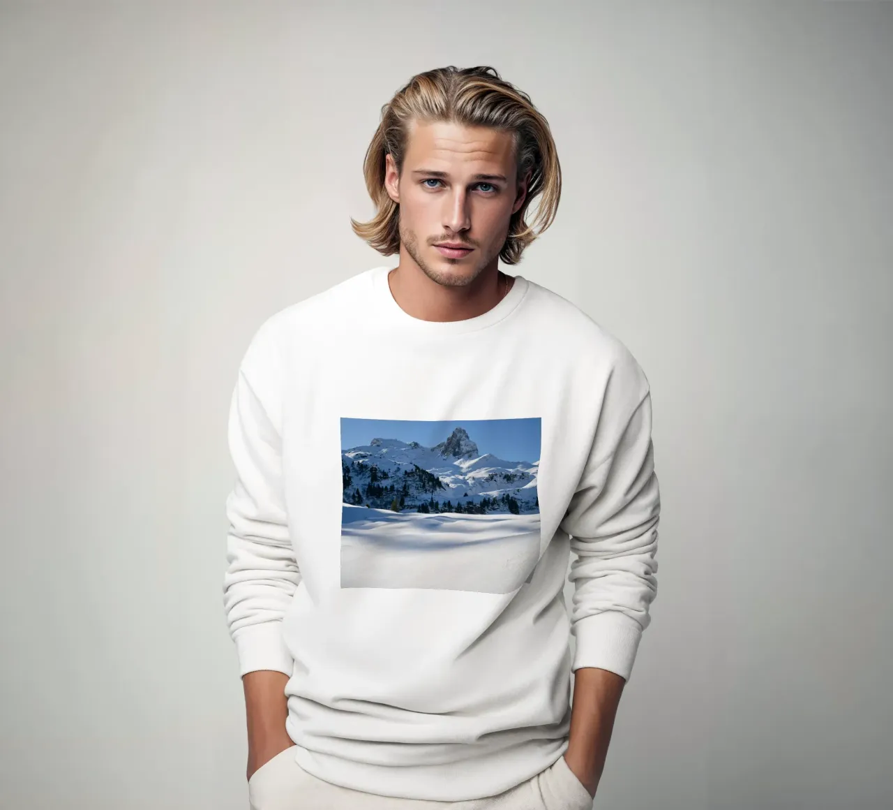 Paesaggio invernale scintillante con forme morbide e neve felpa da Romy Mueller Waterworld