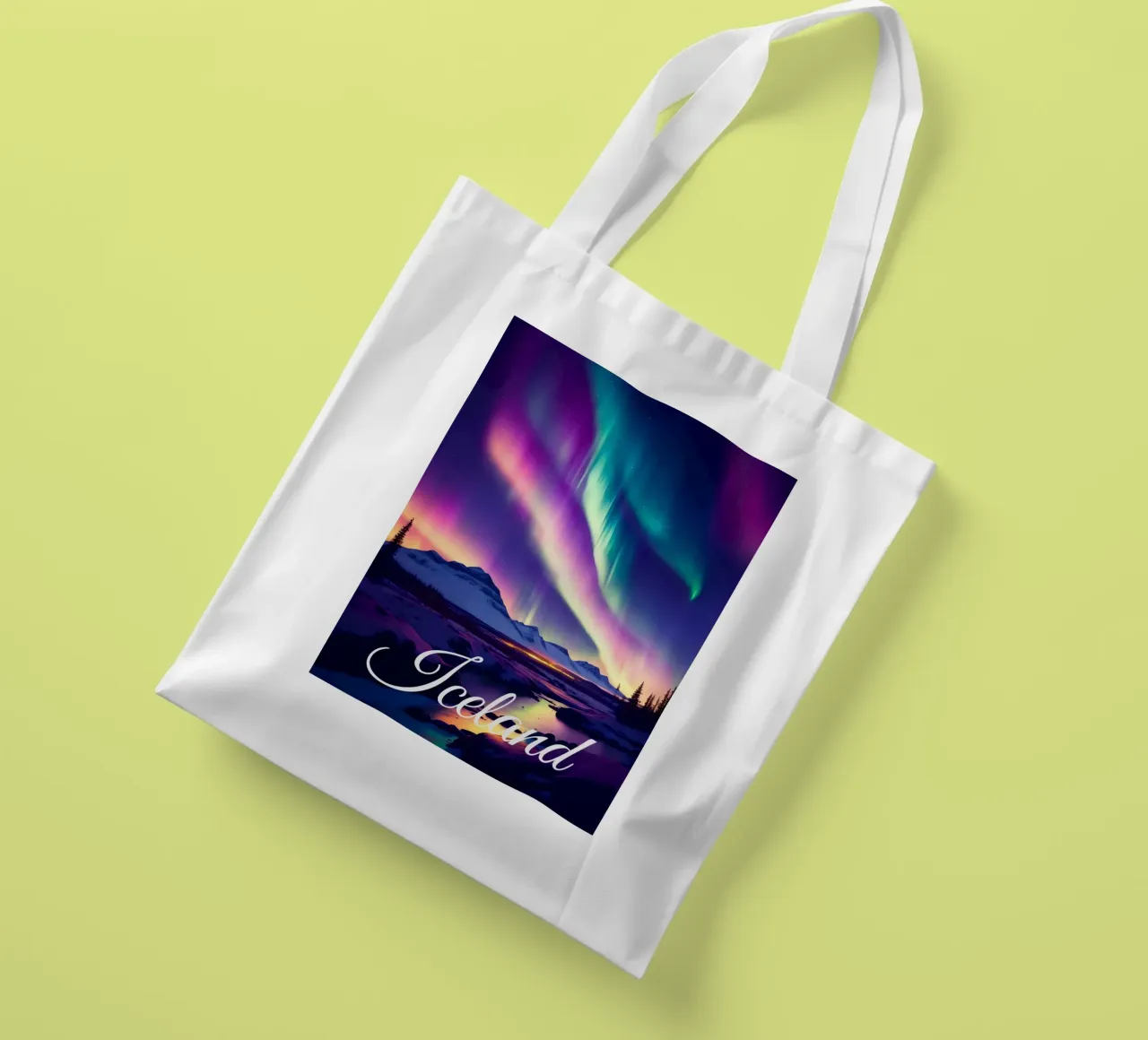 Scena dell'aurora boreale in Islanda borsa in juta da Charnwood Prints