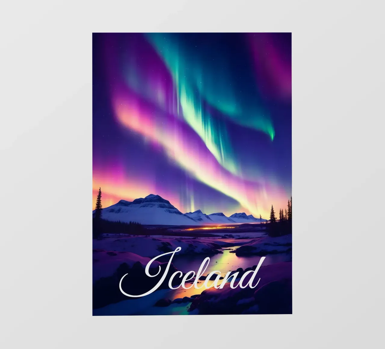 Scena dell'aurora boreale in Islanda telo in pvc da Charnwood Prints
