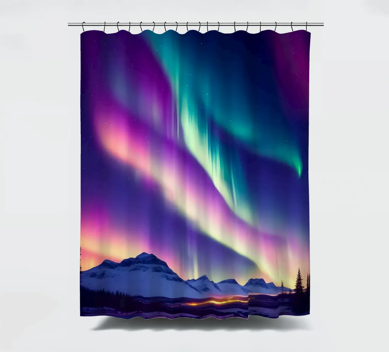Scena dell'aurora boreale in Islanda tenda da doccia da Charnwood Prints