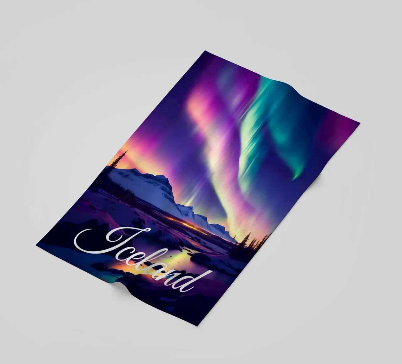 Scena dell'aurora boreale in Islanda telo mare da Charnwood Prints