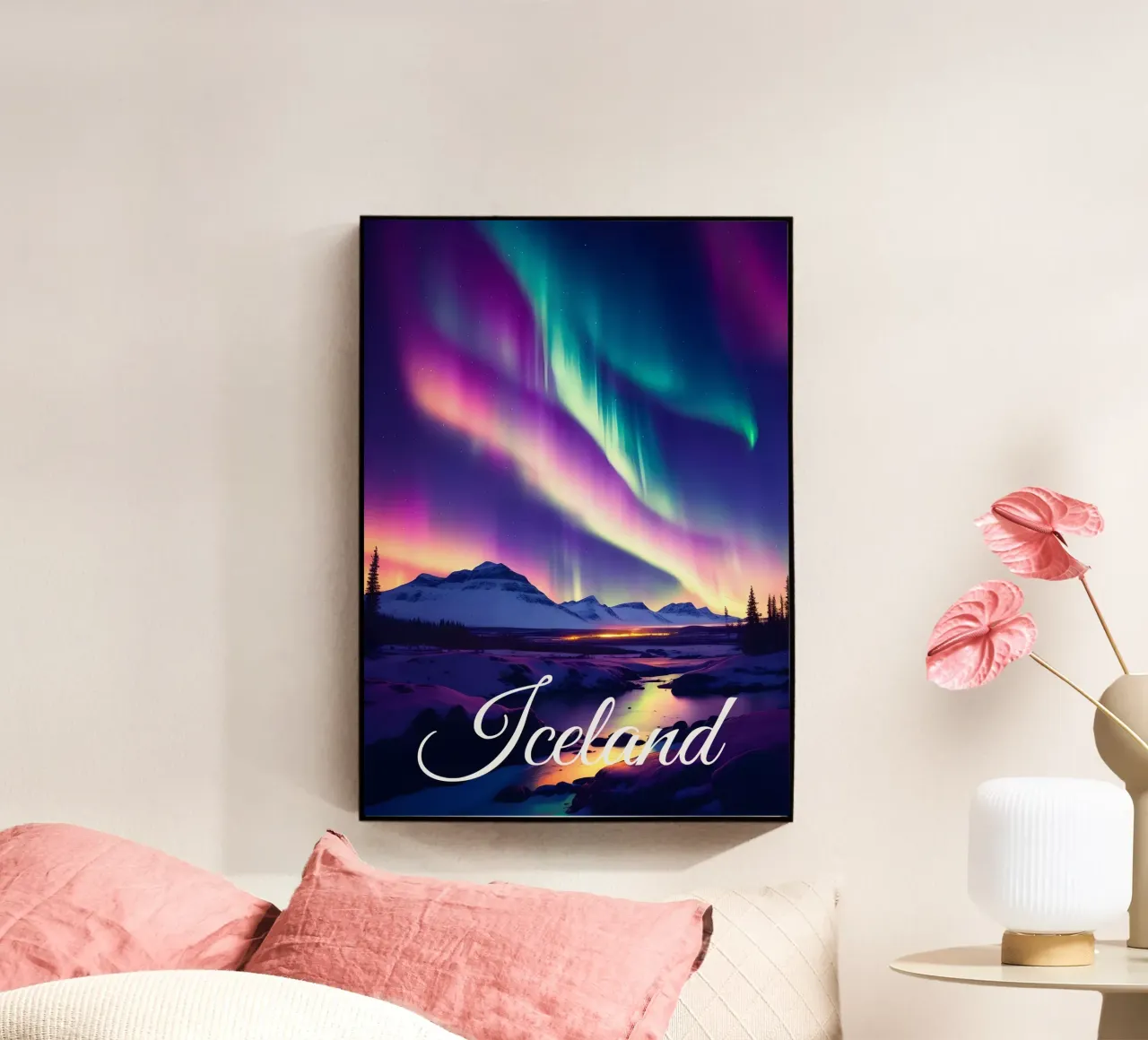 Scena dell'aurora boreale in Islanda plexiglass da Charnwood Prints