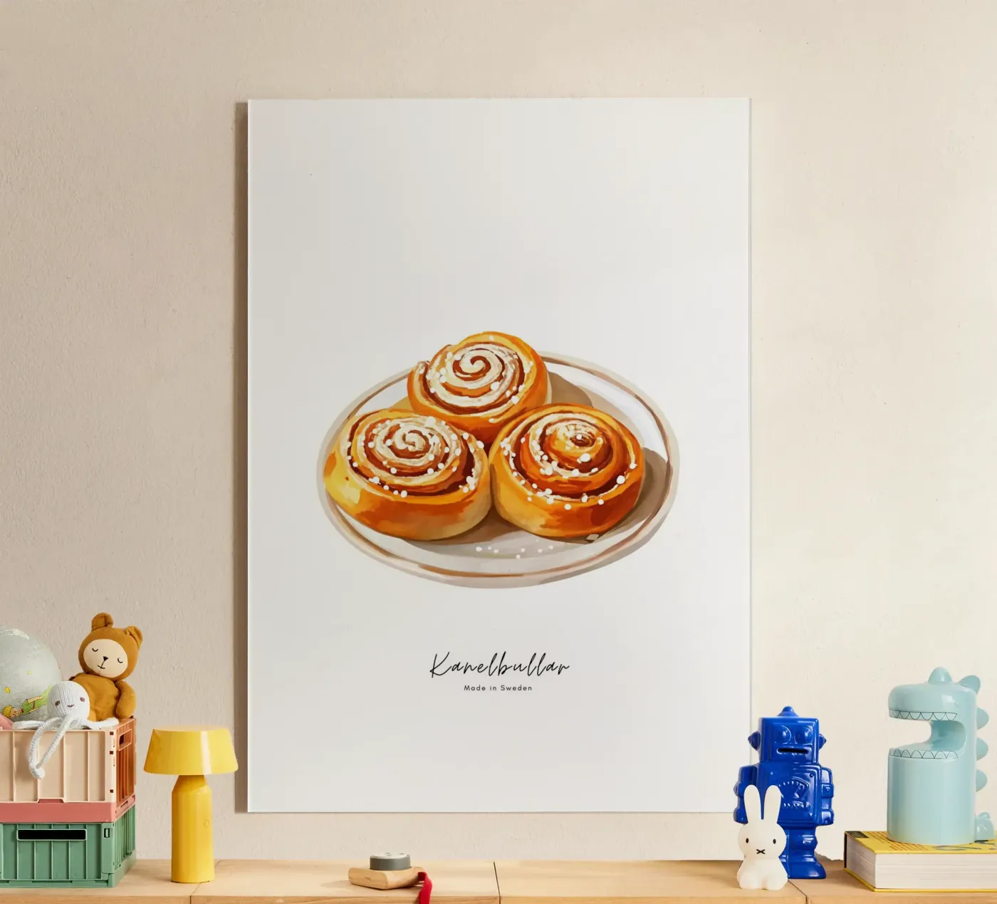Illustration „Kanelbullar“ mit Schriftzug plexiglass da Nordljus Design Studio