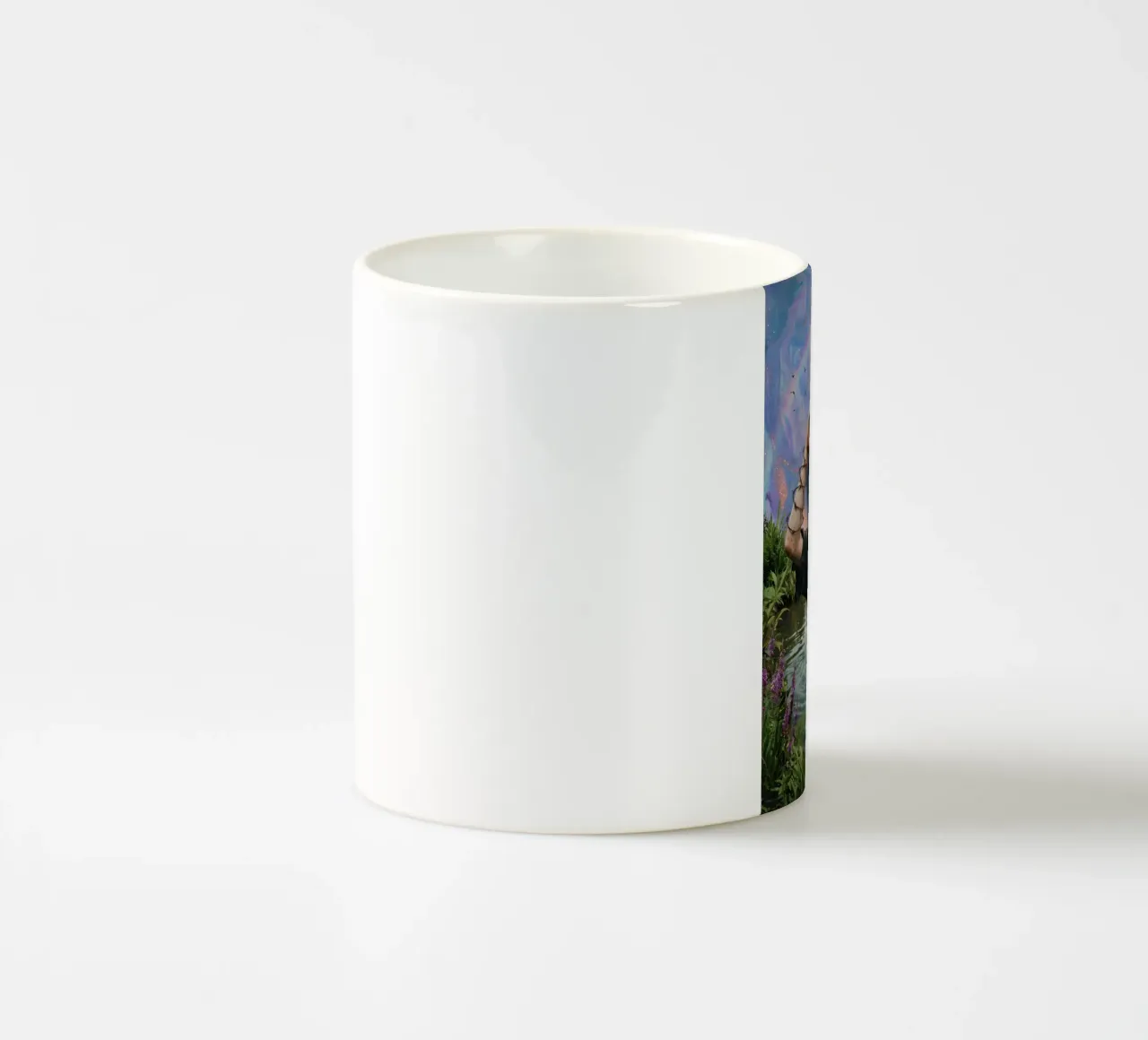 Art surréaliste de la tête de galaxie avec des roses, des cœurs lumineux et la nature mug en céramique de Cosmic Reverie Studio