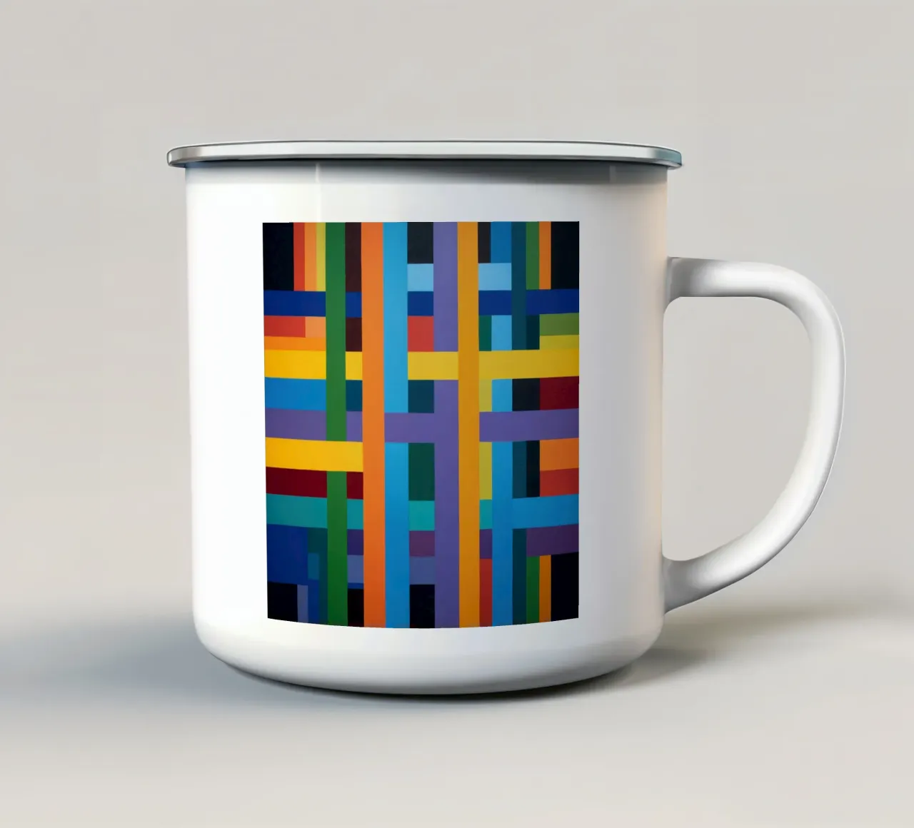 Verticale verbinding | Abstract canvas schilderij emaille mok van Autofocus