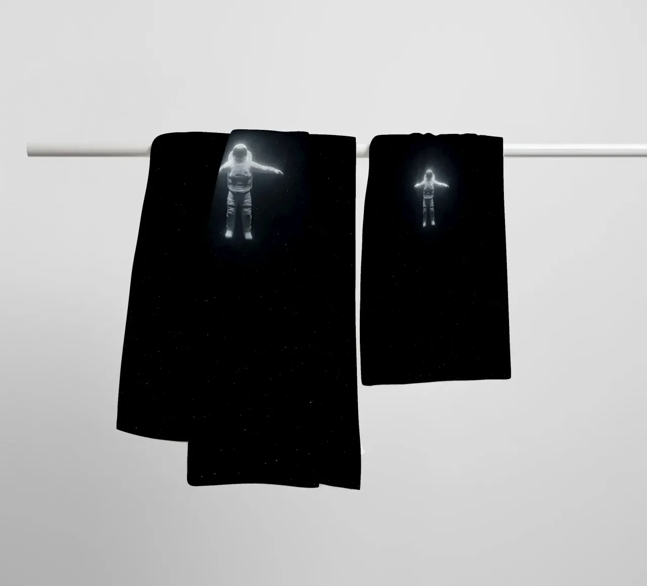 Glowing Astronaut Floating Alone in Deep Space Artwork towel by Cosmic Reverie Studio