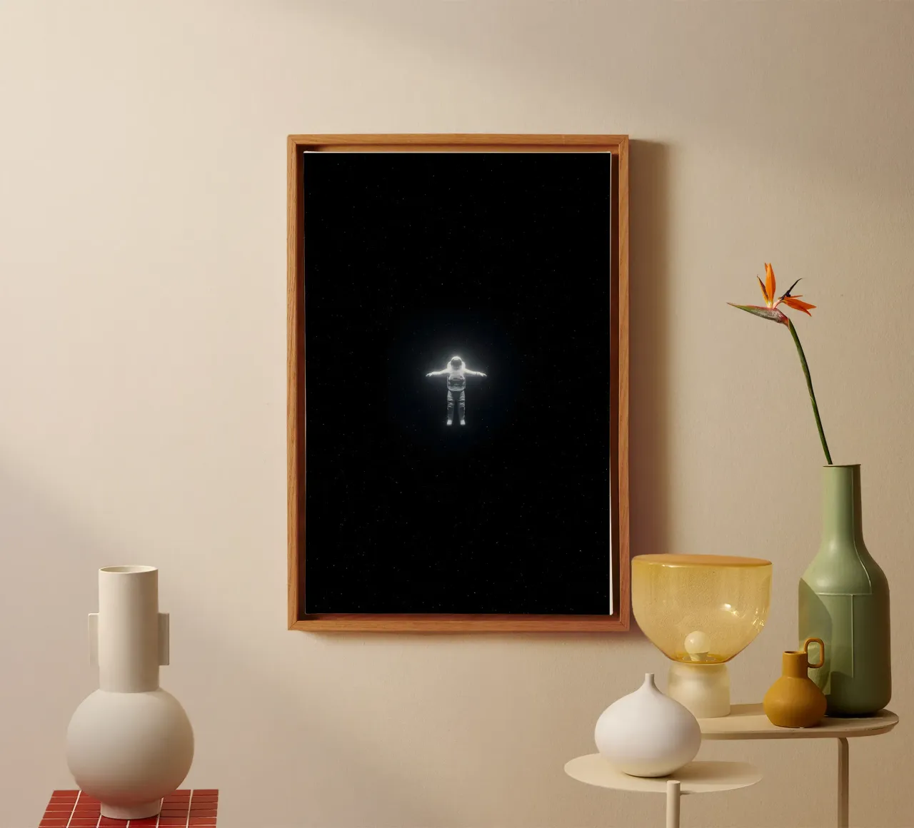 Glowing Astronaut Floating Alone in Deep Space Artwork canvas by Cosmic Reverie Studio