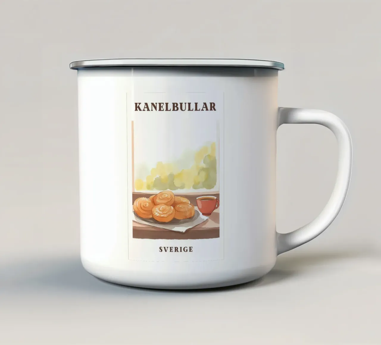 Fika Illustration mit Zimtschnecken tazza in smalto da Bullerbü Design Studio