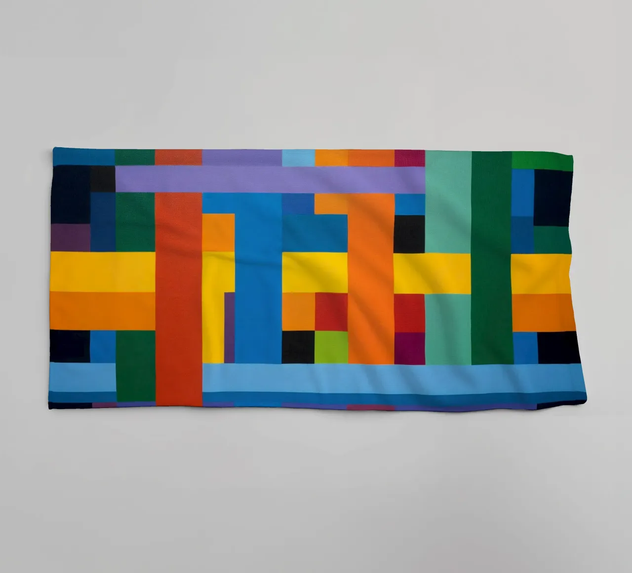 Horizontal connection | Abstract canvas painting towel by Autofocus