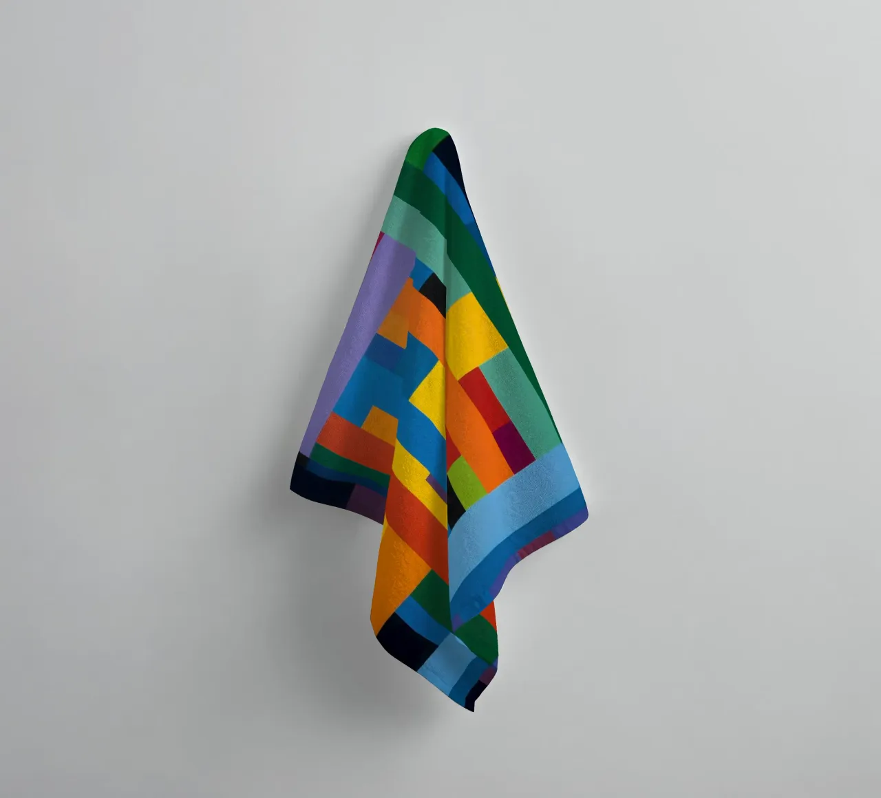 Horizontal connection | Abstract canvas painting towel by Autofocus