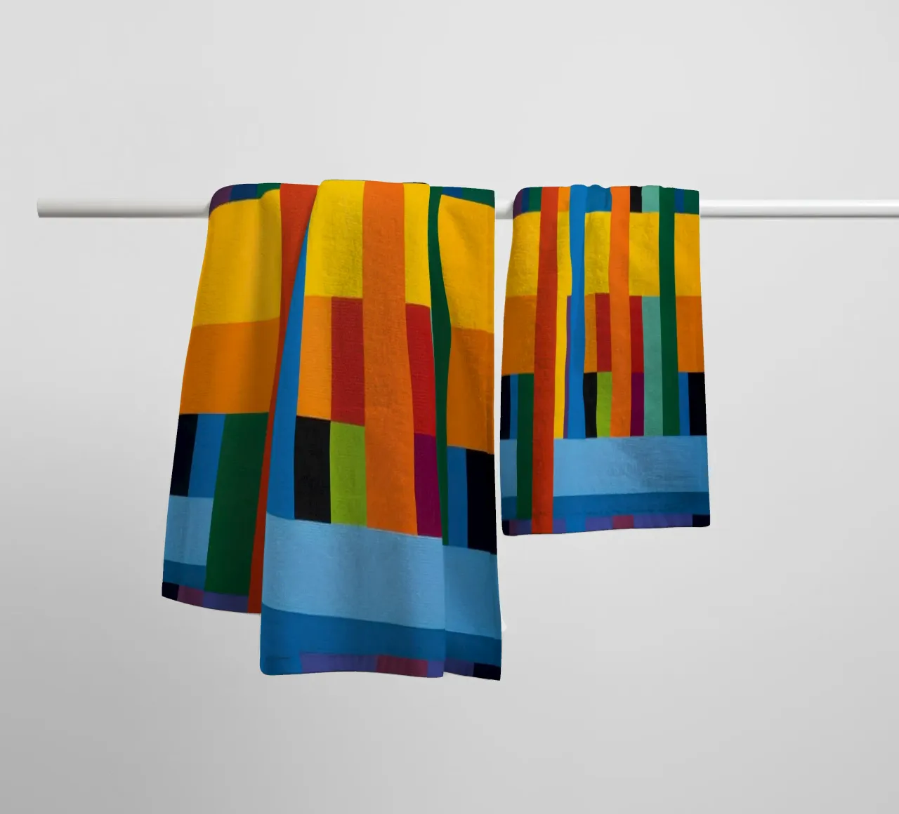 Horizontal connection | Abstract canvas painting towel by Autofocus