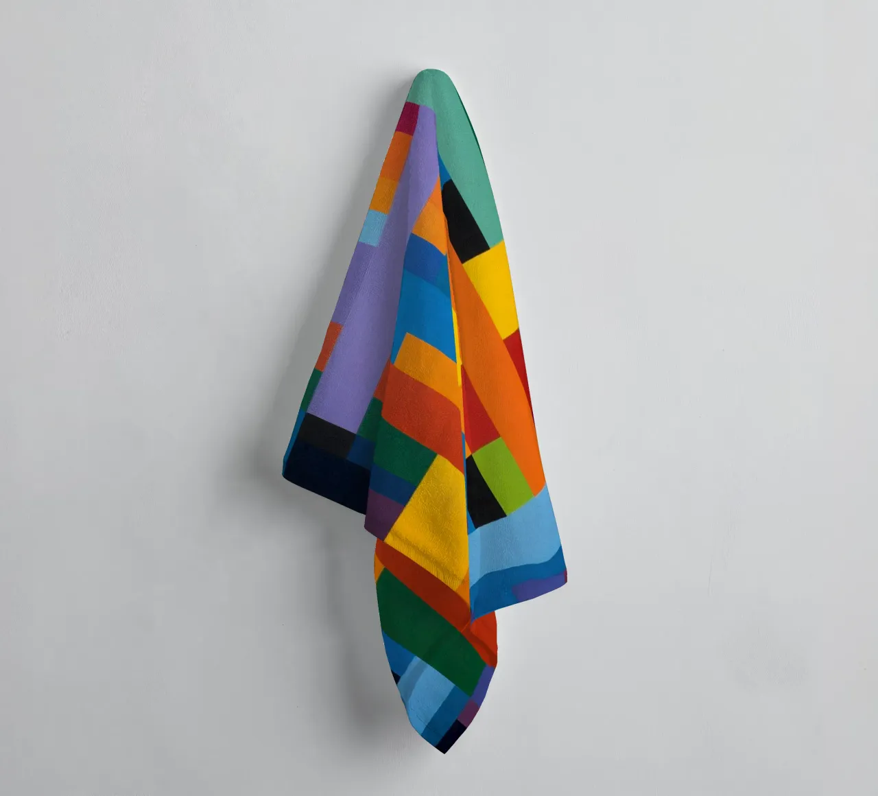 Horizontal connection | Abstract canvas painting towel by Autofocus