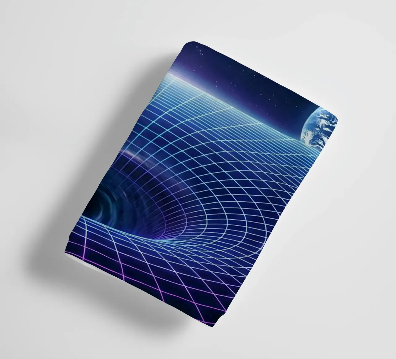 Cosmic Vision: Man Below Nebula & Space-Time Vortex Art towel by Cosmic Reverie Studio