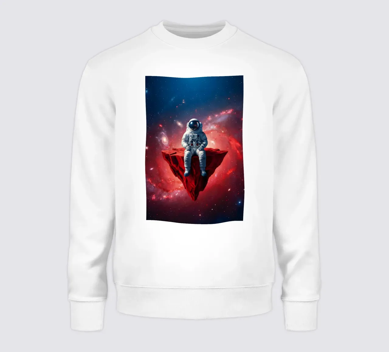 Astronaut on Floating Rock – Surreal Cosmic Space Art Print sweatshirt by Cosmic Reverie Studio