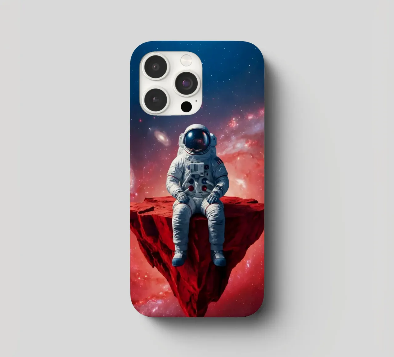 Astronaut on Floating Rock – Surreal Cosmic Space Art Print iphone case by Cosmic Reverie Studio