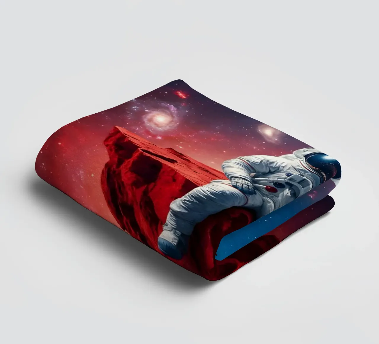 Astronaut on Floating Rock – Surreal Cosmic Space Art Print towel by Cosmic Reverie Studio