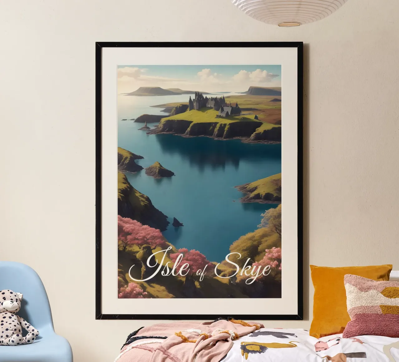Scena dell'isola di Skye poster con telaio in alluminio da Charnwood Prints