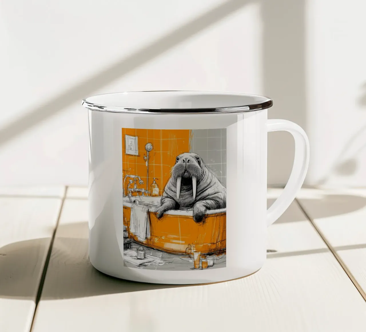 Tricheco che fa il bagno tazza in smalto da Aqualine