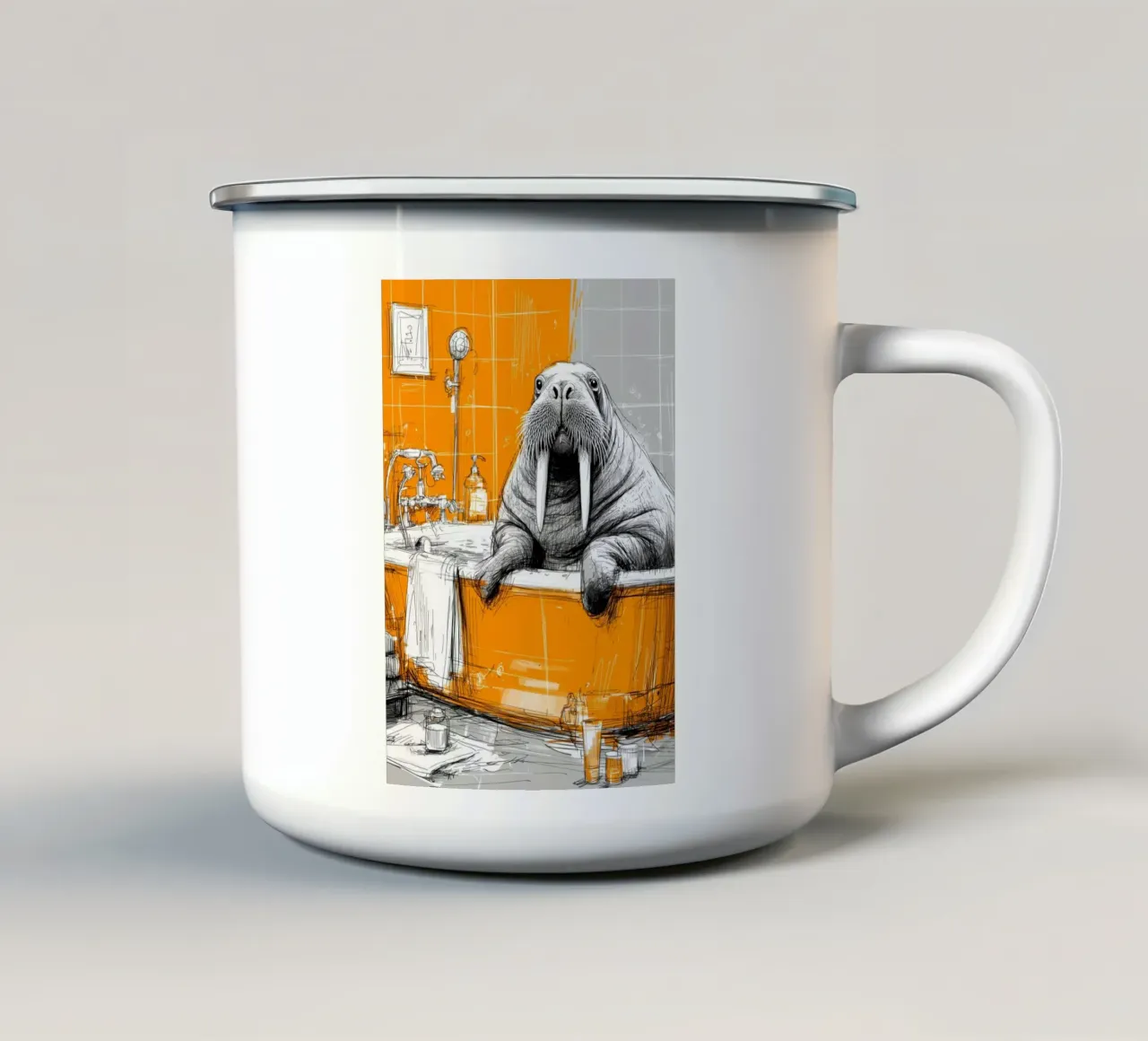 Tricheco che fa il bagno tazza in smalto da Aqualine