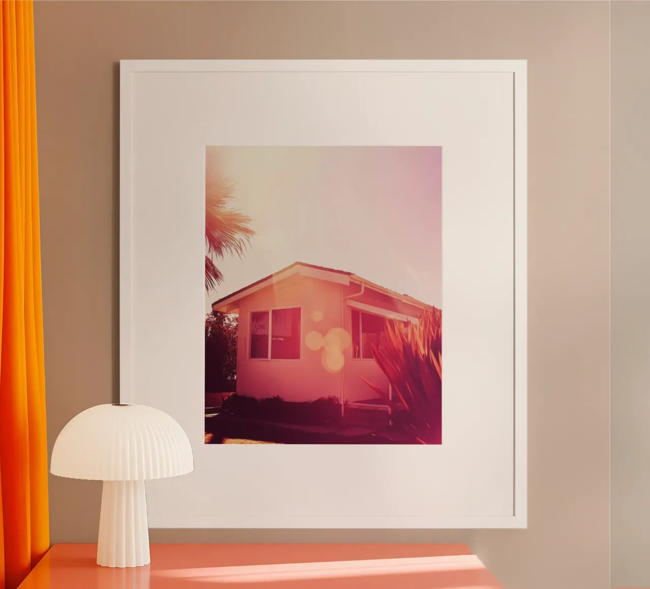 Pink LA poster with plastic frame by Affiches Minimalistes