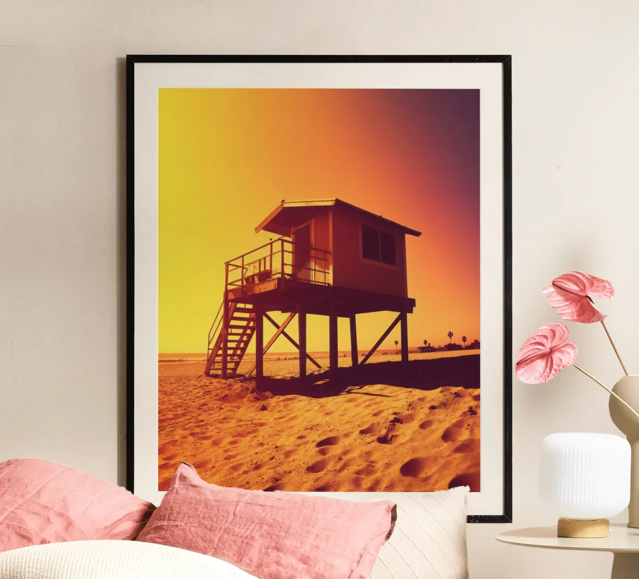 Beach House poster with wooden frame by Affiches Minimalistes