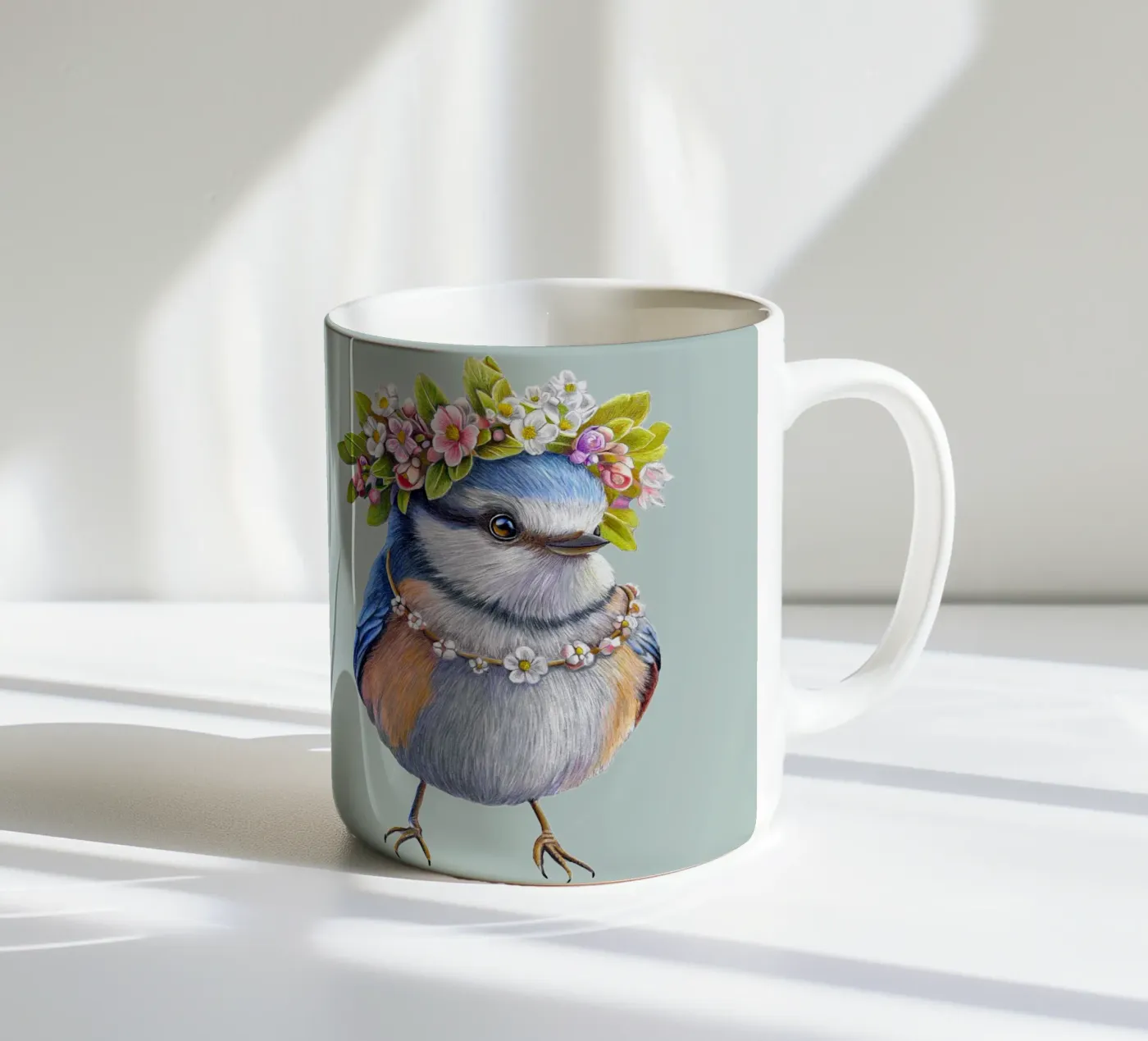 Spring Bird ceramic mug by Graphit und Farbe