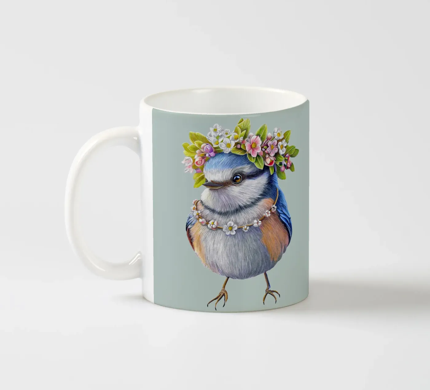 Spring Bird ceramic mug by Graphit und Farbe