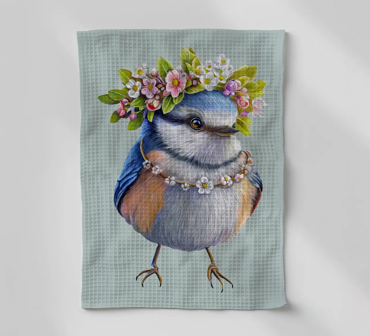 Spring Bird tea towel by Graphit und Farbe